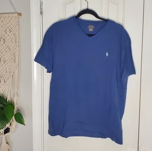 Polo Ralph Lauren Mens Cotton V Neck T Shirt - Medium - Blue